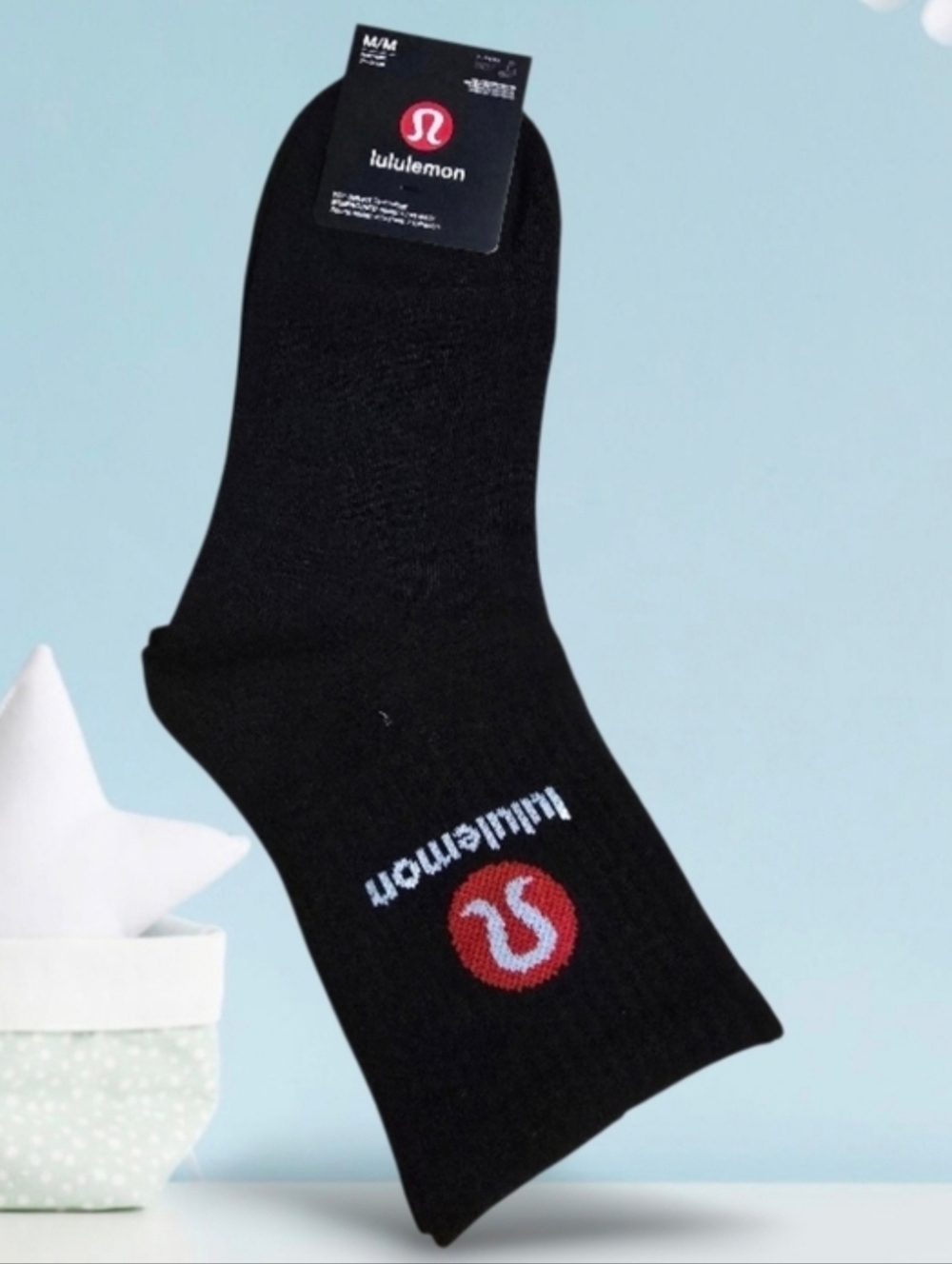 athletica Black Casual No-Show Socks with Red Logo